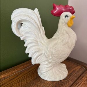 Ceramic Rooster Figurine with Red Comb